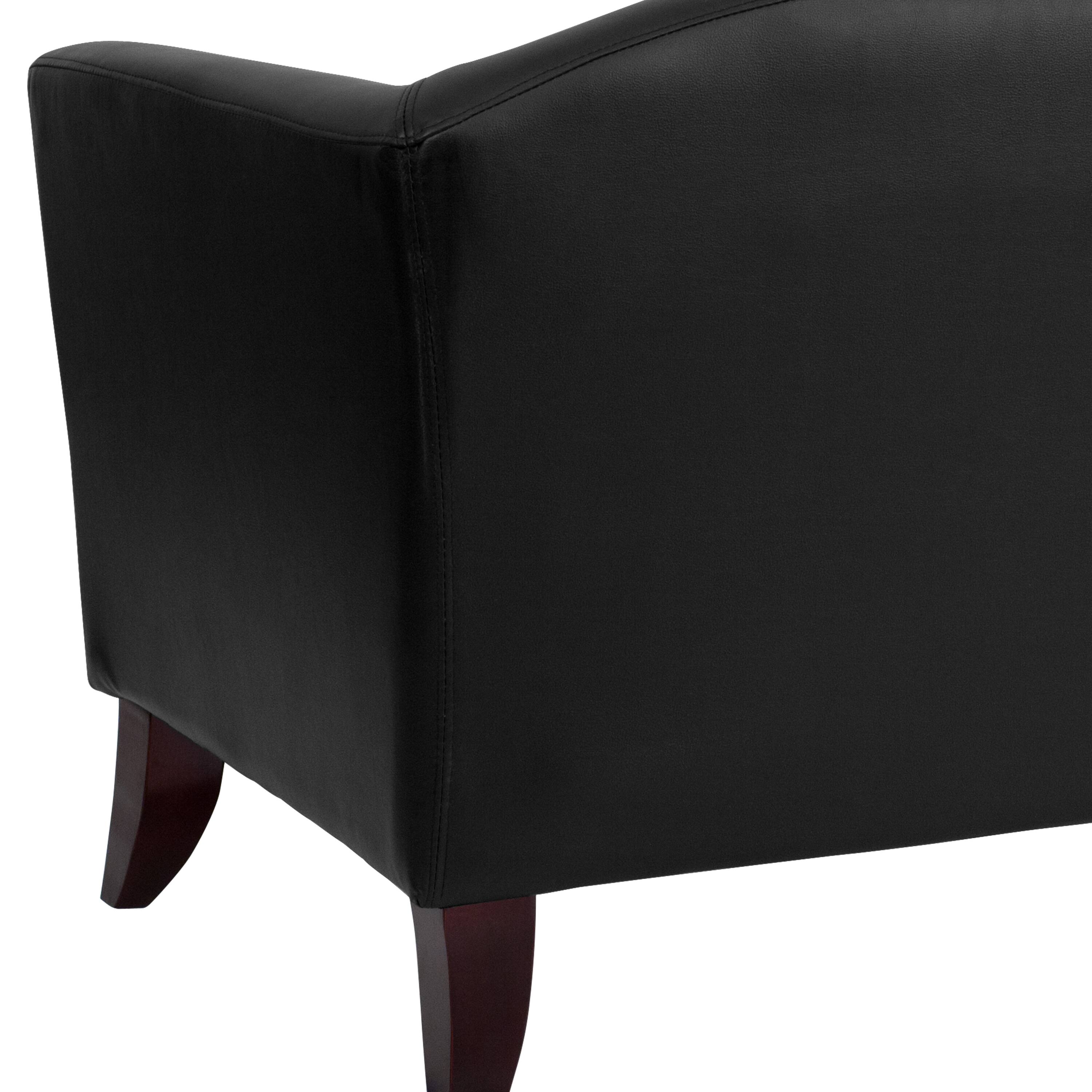 Alt View 7. Emma + Oliver - LeatherSoft Living Room/Reception Chair with Cherry Wood Feet - Black.