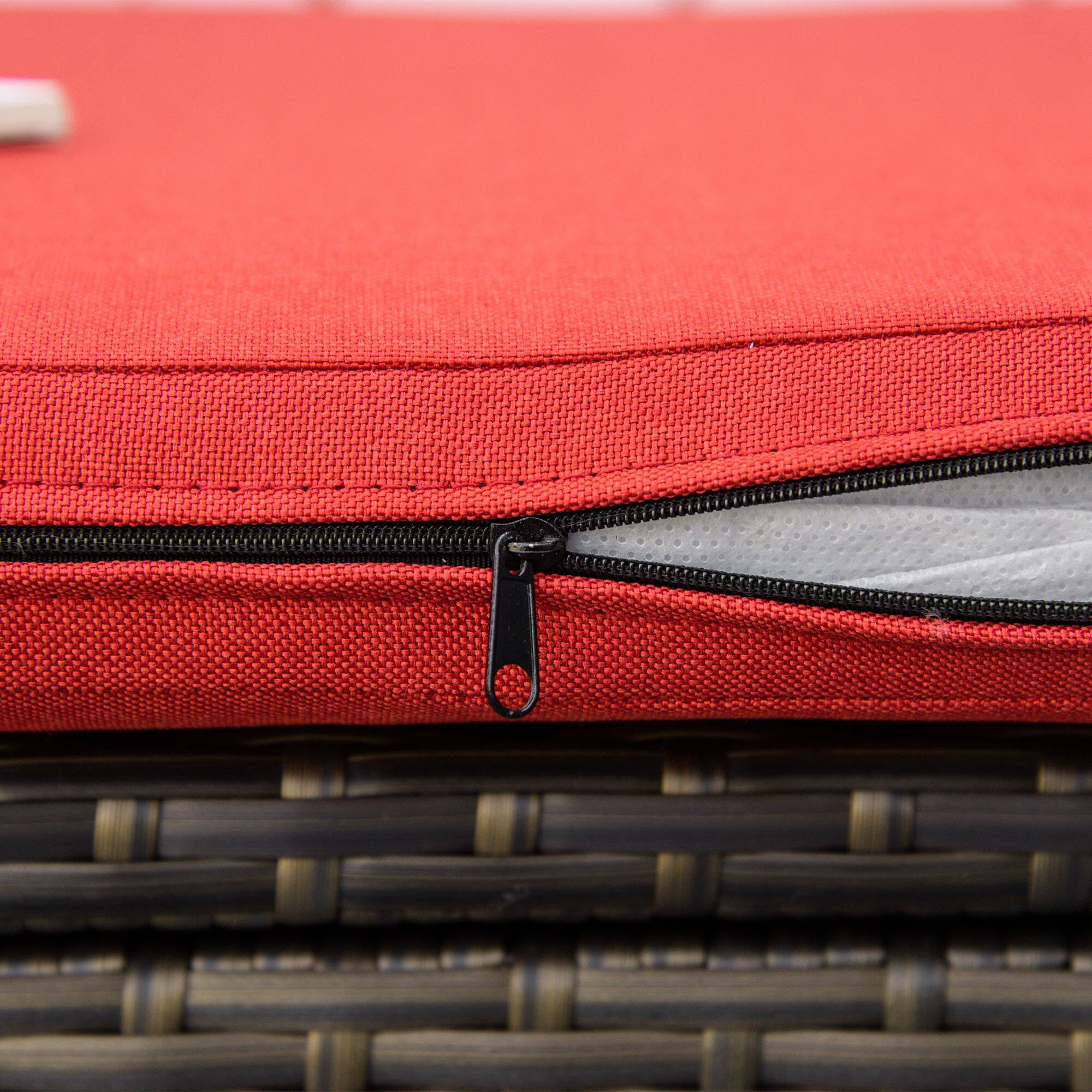 Alt View 4. AOOLIVE - Outsunny 27 Gallon Patio Wicker Storage Bench,Outdoor Patio Furniture,2-In-1 Large Capacity Rectangle Garden Storage Box - Red.