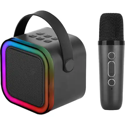 Front. Supersonic - Supersonic IQ708BLK Mini Bluetooth RGB Karaoke Speaker with Wireless Mic - Black - Black.