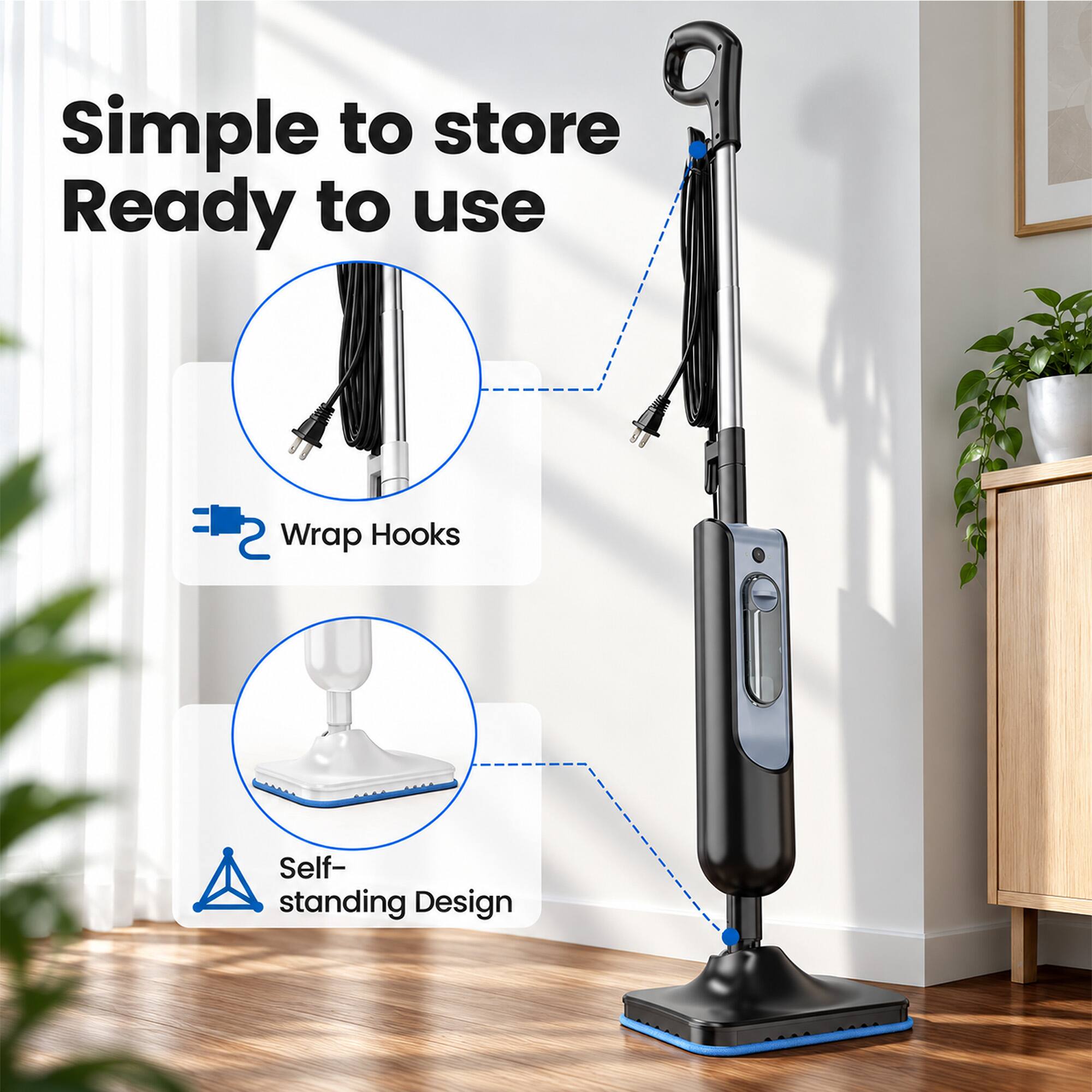 Simple to store  
Ready to use

- Wrap Hooks
- Self-standing Design