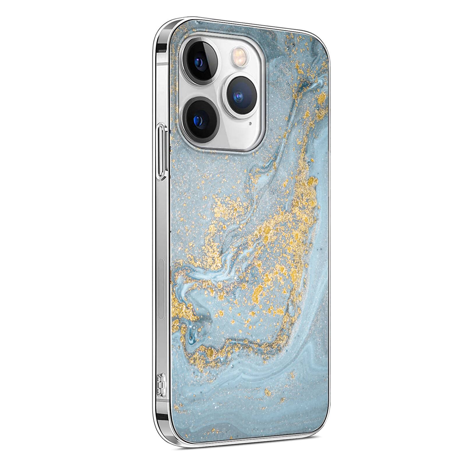 Angle. SaharaCase - Inspire Seres Case Compatible with Magsafe for iPhone 15 Pro - Blue Marble - Blue.