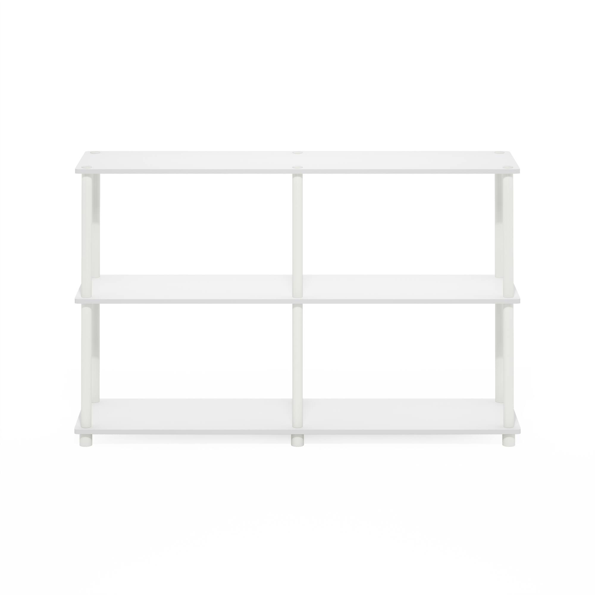 Alt View 2. Furinno - Turn-N-Tube 3-Tier Double Size Storage Display Rack, White/White - White/White.