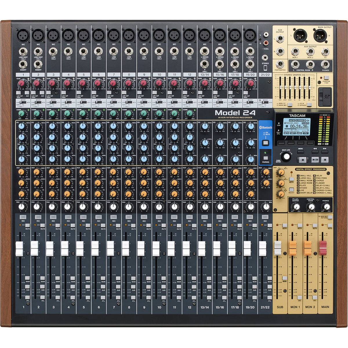 - utPut -  
- i - i - i - ! - - - - -  
1 3 10 11 12 13/14 15/10 V1 9/20 21/22 CRO  
- Model 24 M ERPANE/RECES Metun TASCAM 204 E DO CoMI  
00.24.36 00 361 I  
1. 23 . DE . PROSESSO 0 1 D  
- TELE O -  
LIE 7 10 11 12 13/14 18/36 17/18 19/20 SEVS suB MON 1 MON 2 MAIN