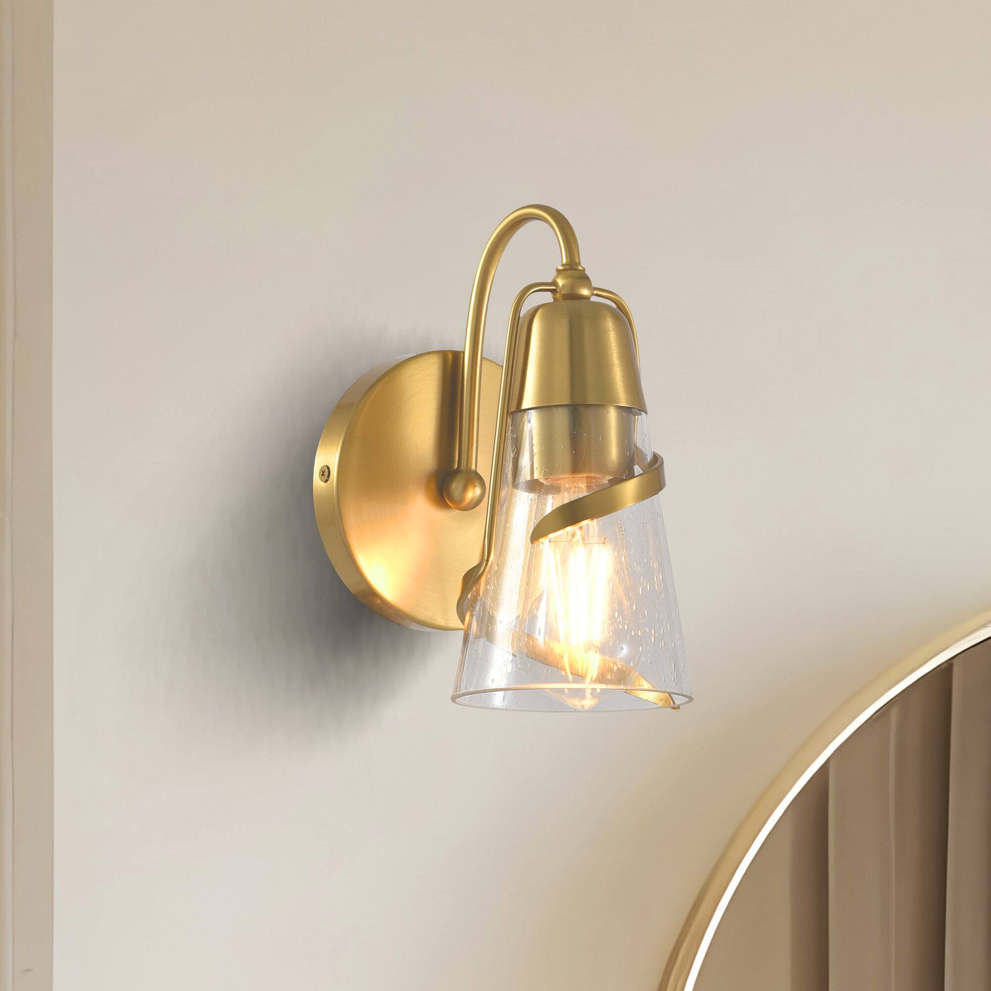 Alt View 2. Parrot Uncle - 5” Gold Glass Shade Wall Light - Gold.