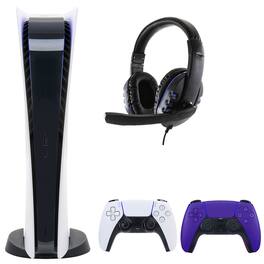 PS5 Digital Console with Extra Purple Dualsense Controller and Universal Headset - PlayStation 5