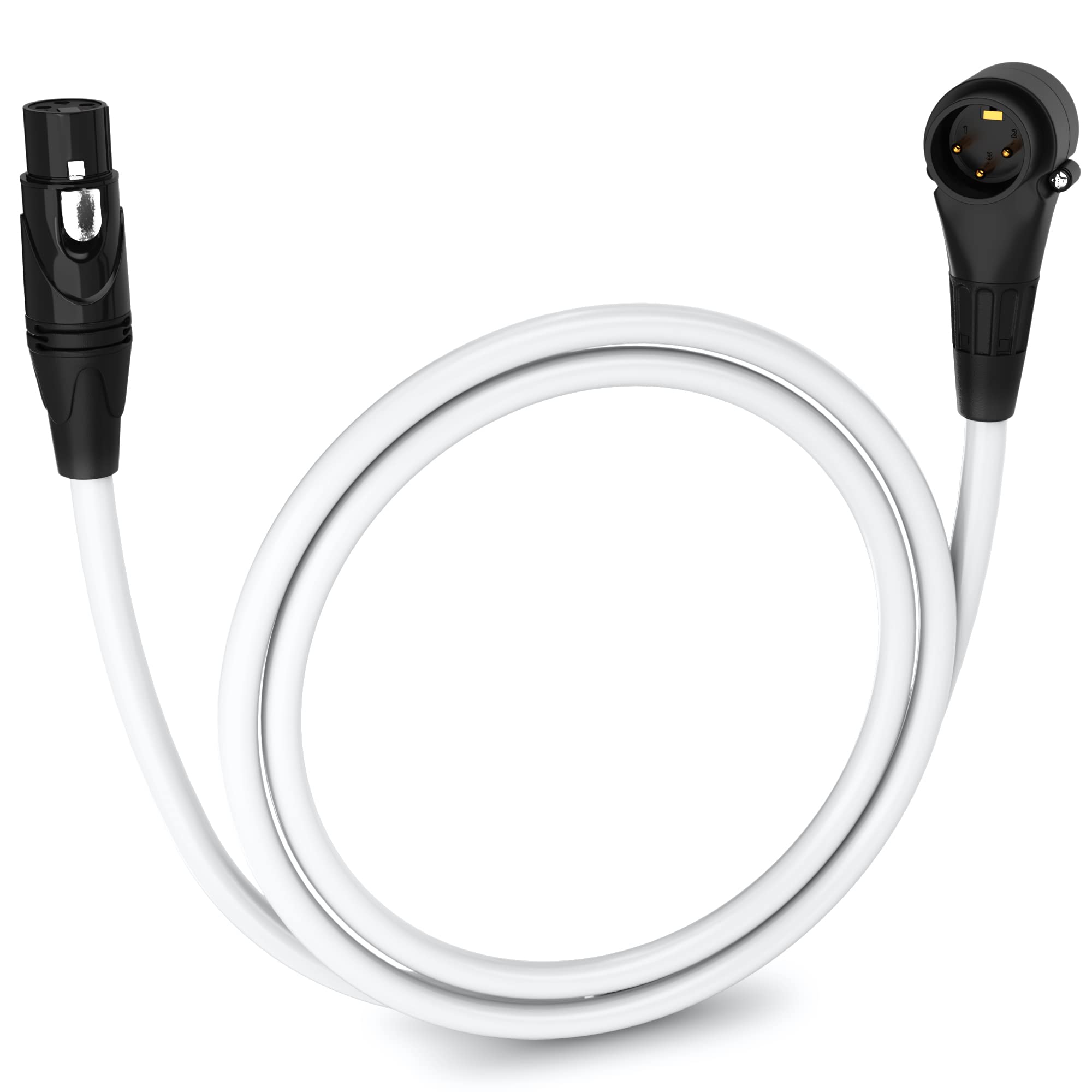 Front. Lyxpro - 3 Ft Right Angle XLR Cable, Male to Female, 3 Pin Microphone Cable - White.