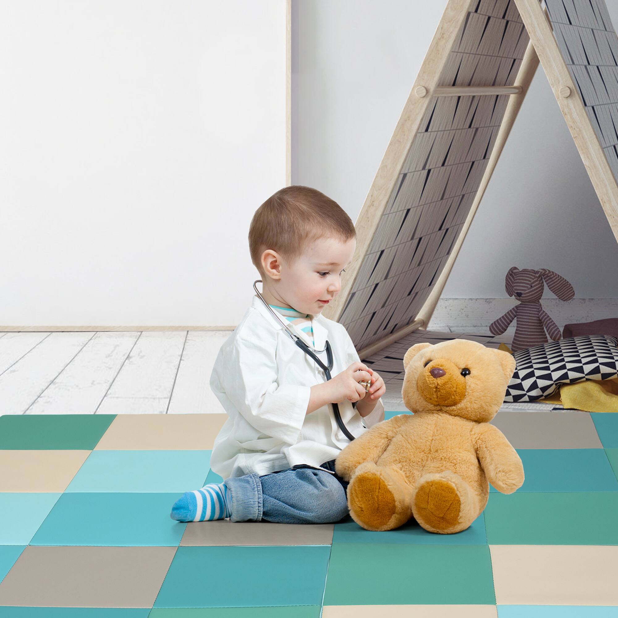 Alt View 13. Costway - 58'' Toddler Foam Play Mat Baby Folding Activity Floor Mat Home Daycare School - Multi-color.