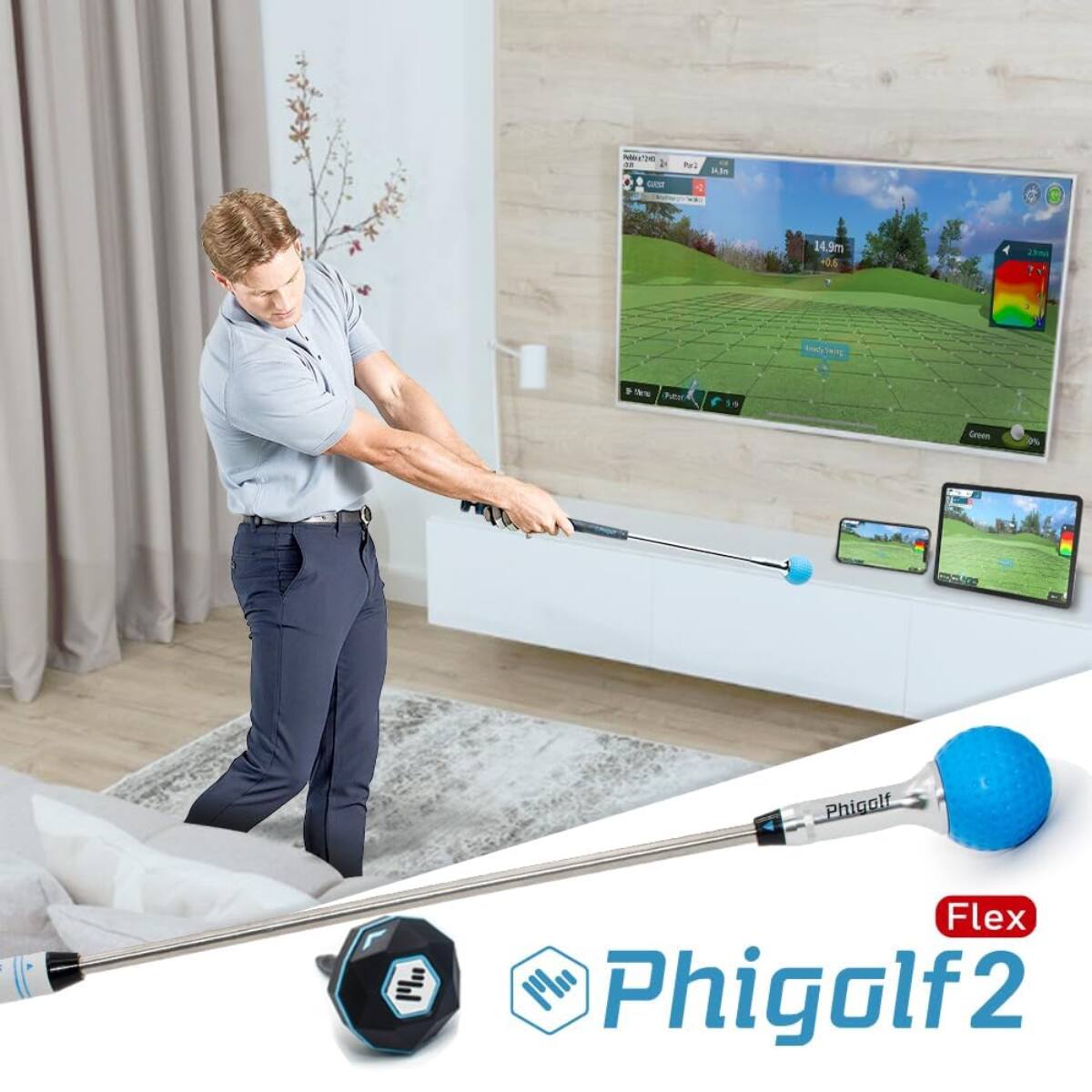 その他 phigolf RDADY.SWING. Phigolf 2 Flex Home Golf Game Simulator with Retractable Swing