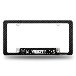 Rico Industries - Milwaukee Bucks NBA Chrome Metal License Plate Frame with Carbon Fiber Design - Multi