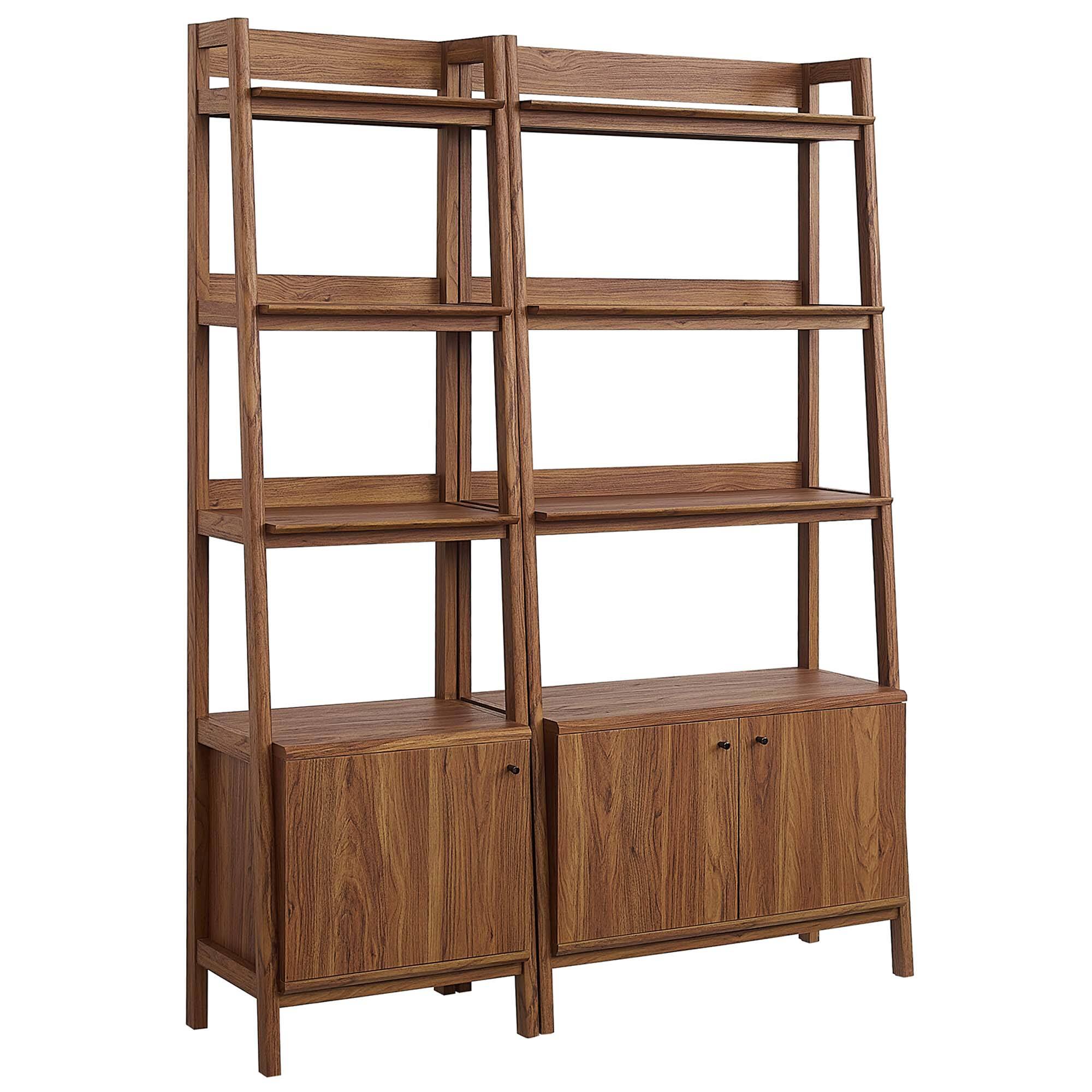 Angle. Modway - Bixby Wood Bookshelves Set of 2 by Modway - Walnut.