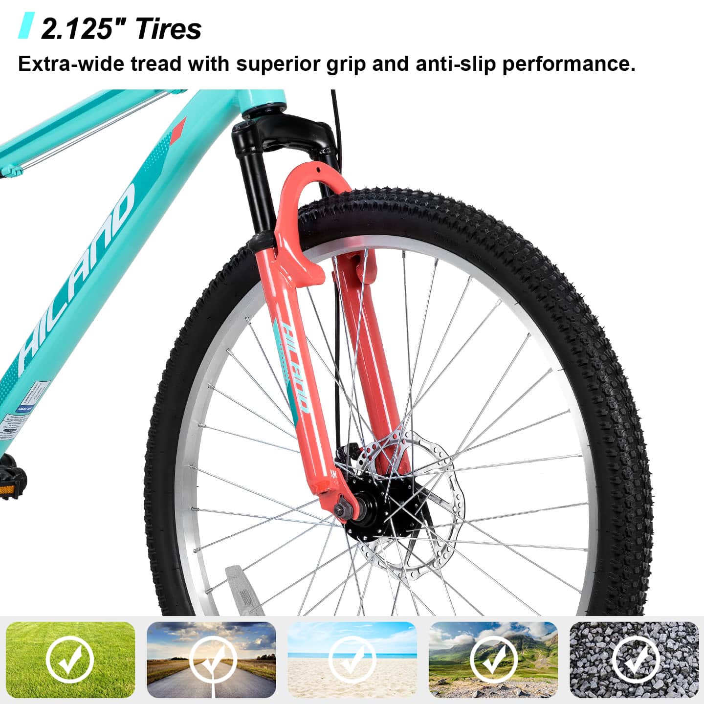 HILAND 26 Inch Mountain Bike for Women Girl, Lock Out Suspension