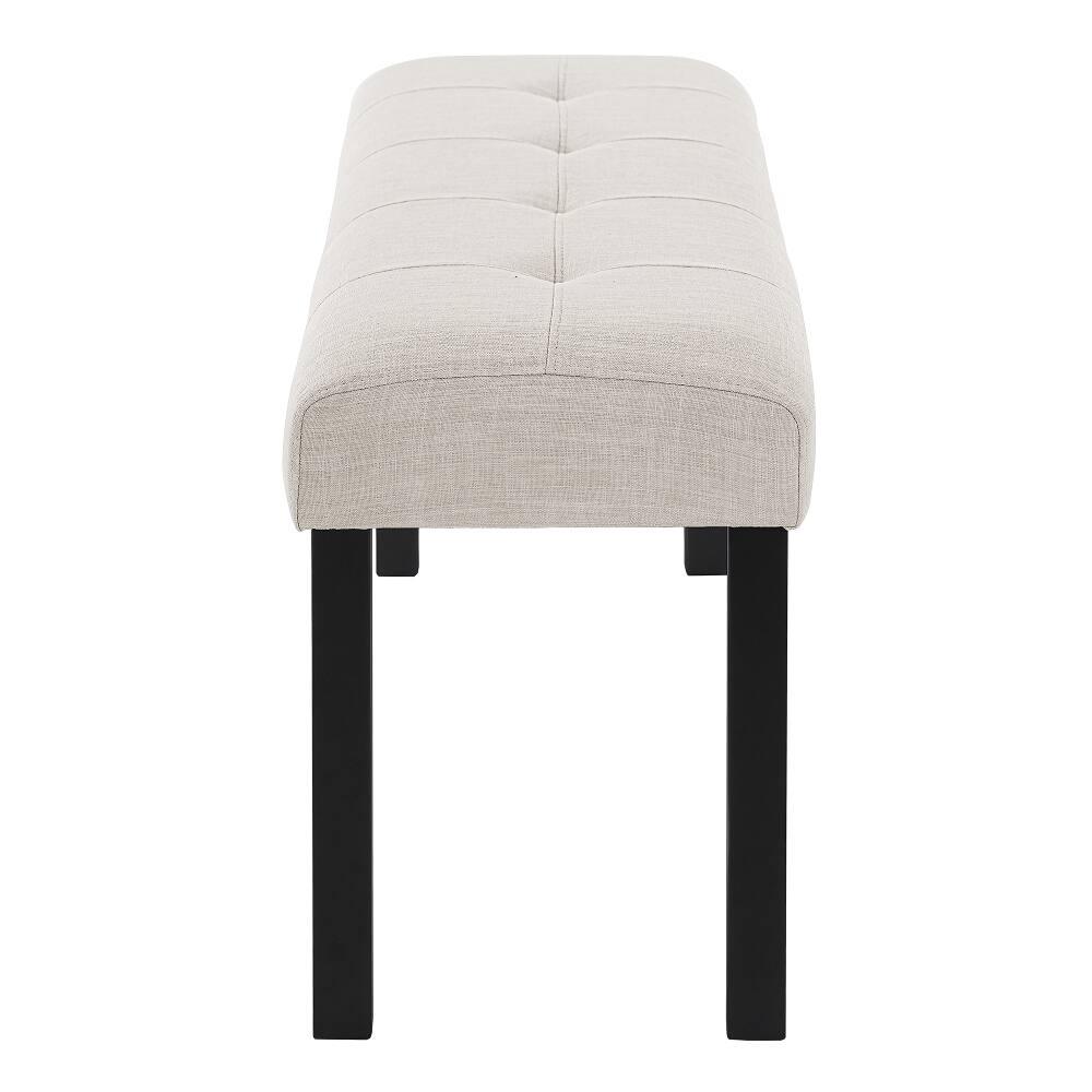 Alt View 4. Ropilly - Ropilly Tufted Dining Bench, Farmhouse Upholstered Entryway Bench with Black Rubber Wood Legs, Forty Seven Inch, Beige - Beige.