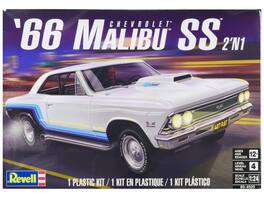 Level 4 Model Kit 1966 Chevrolet Malibu SS 2-in-1 Kit 1/24 Scale Model by Revell - White