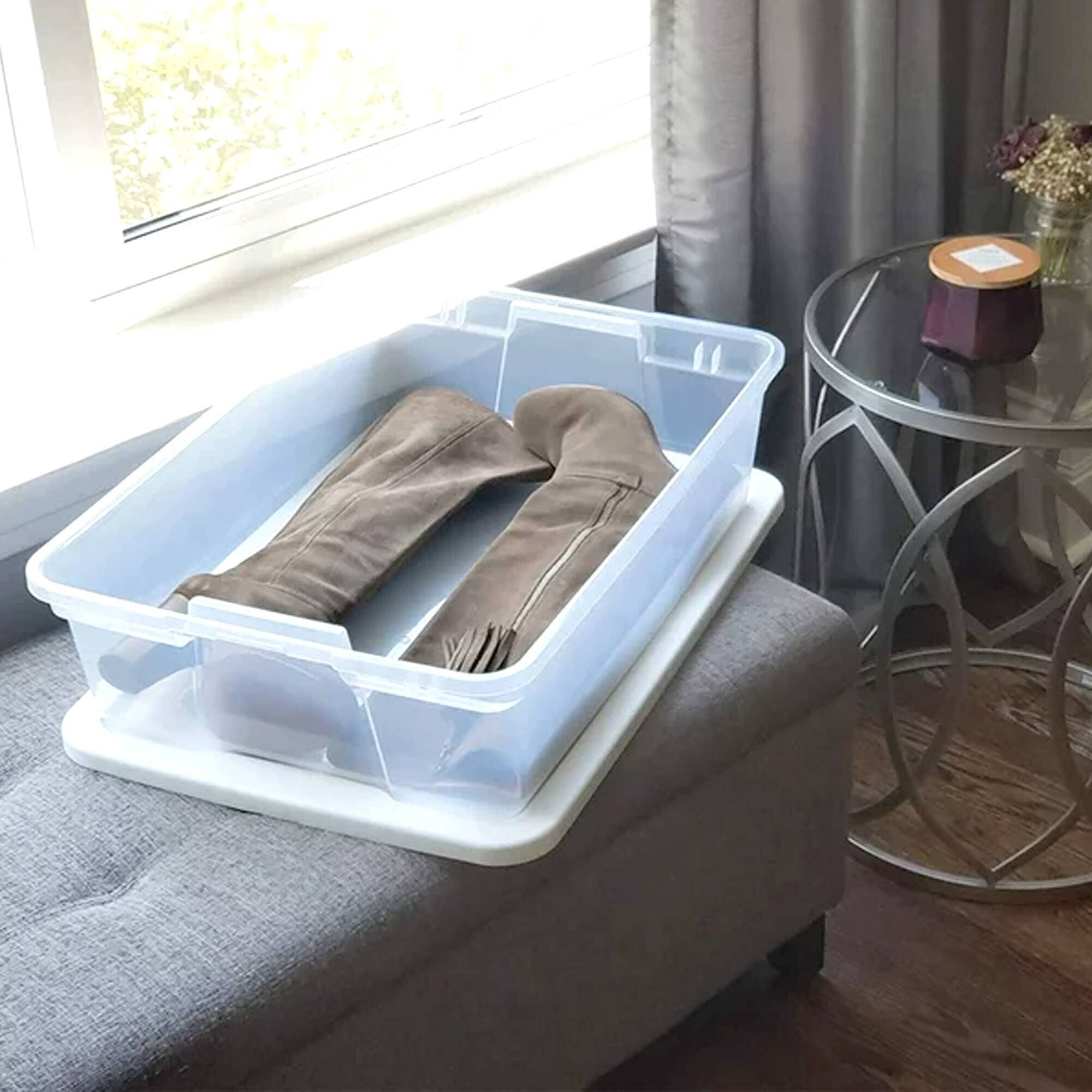 Alt View 7. Homz - Homz 28 Qt Snaplock Clear Plastic Storage Container Bin with Secure Lid (4 Pack) - White Lid.