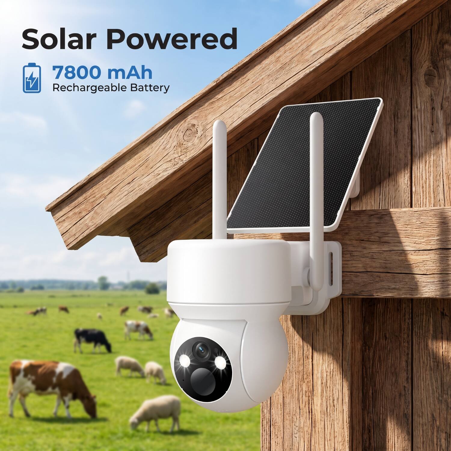 Solar Powered  
7800 mAh Rechargeable Battery