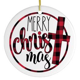 OrnamentallyYou - Merry Christ - Mas Plaid Jesus Ornament - Multi-colored