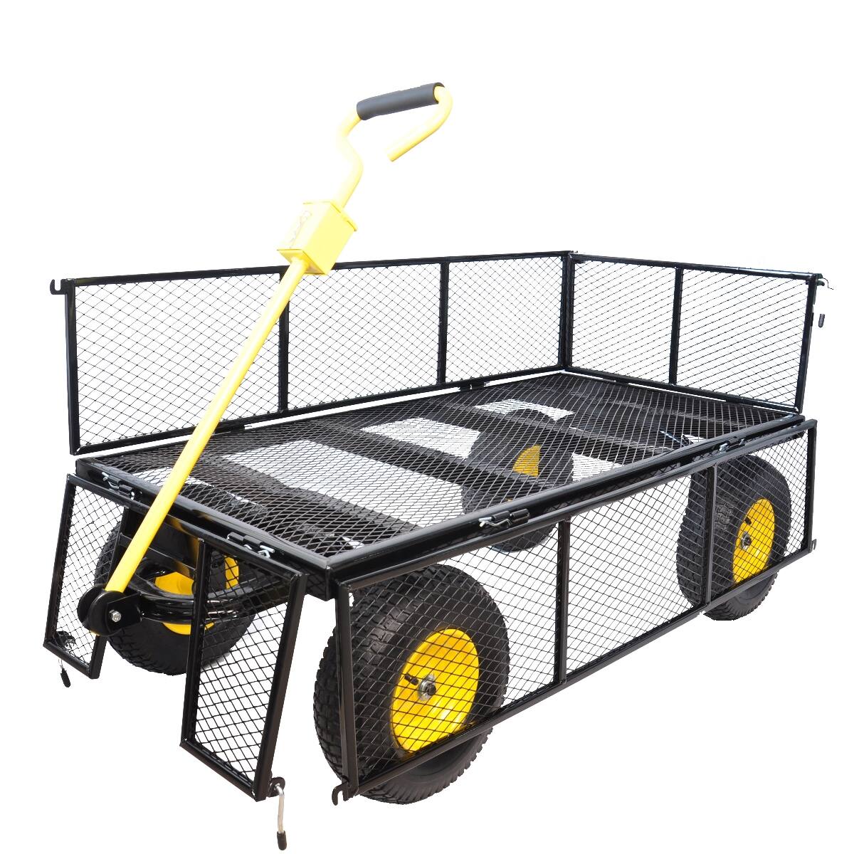 Alt View 6. Loheer - Loheer Heavy Duty Garden Cart with Pneumatic Tires, 880 lb Static Load, Black and Yellow.