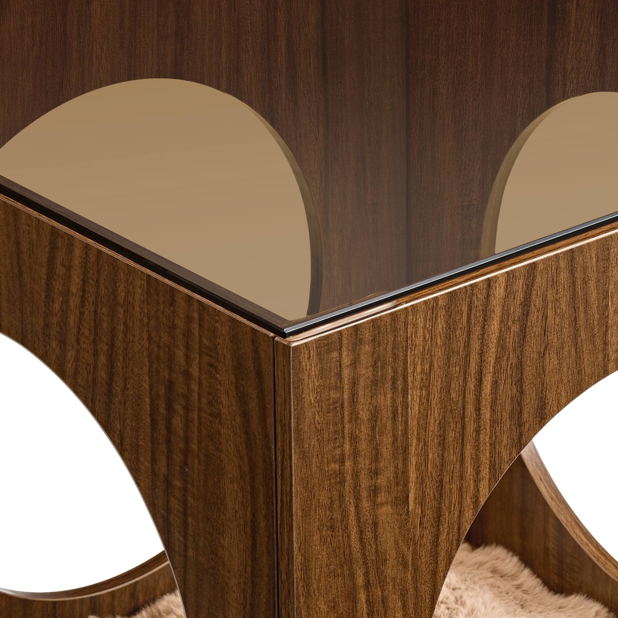 Alt View 3. Eureka Ergonomic - Side Table with Integrated Cat Bed & Tempered Glass Top - Red.