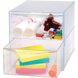 Business Source - 2 drawer Storage Organizer 2 Drawer 6" x 6" x 6" Desktop - Clear