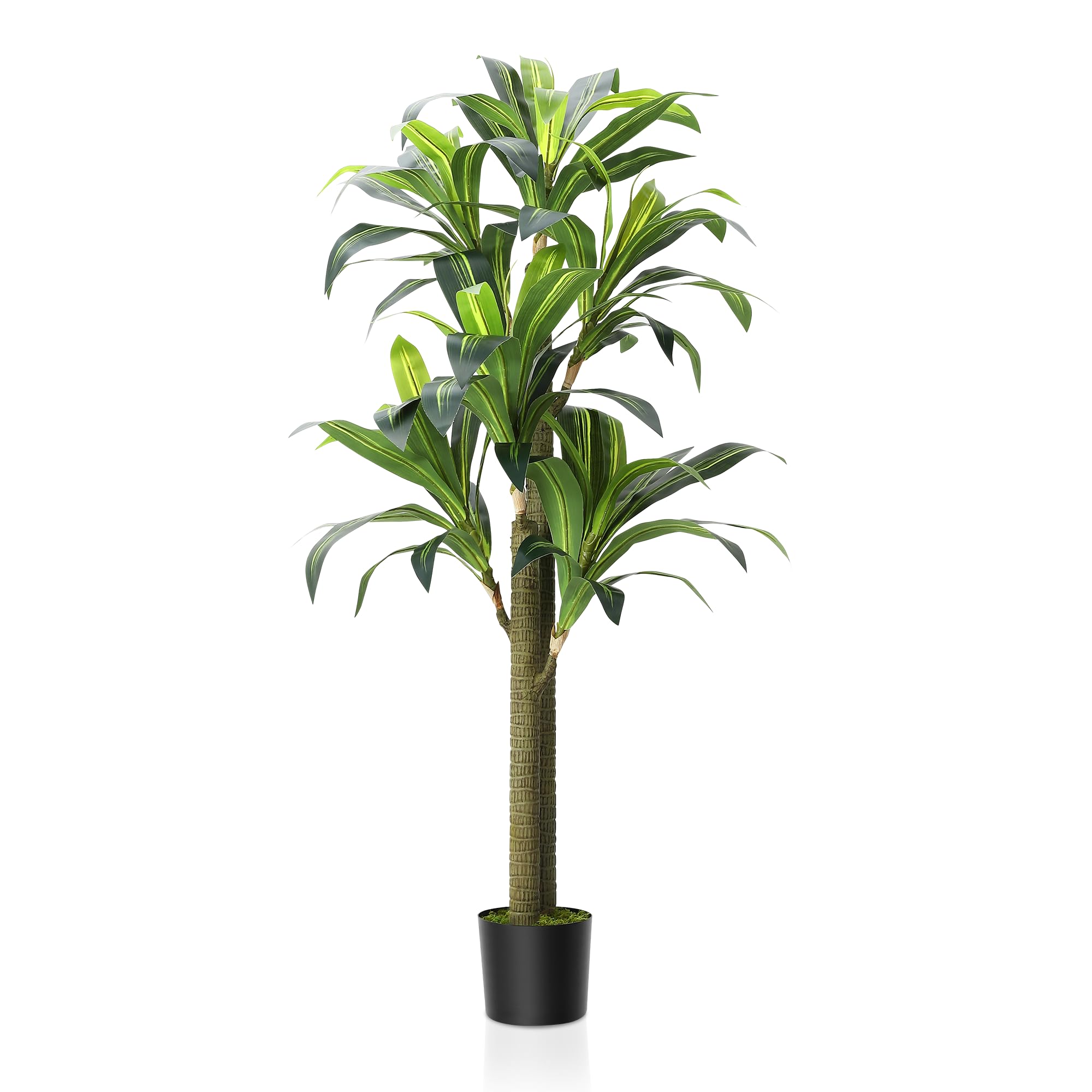 Front. Homhougo - 5.4 FT Artificial Tree - Dracaena Silk Plant Artificial Faux - Green.