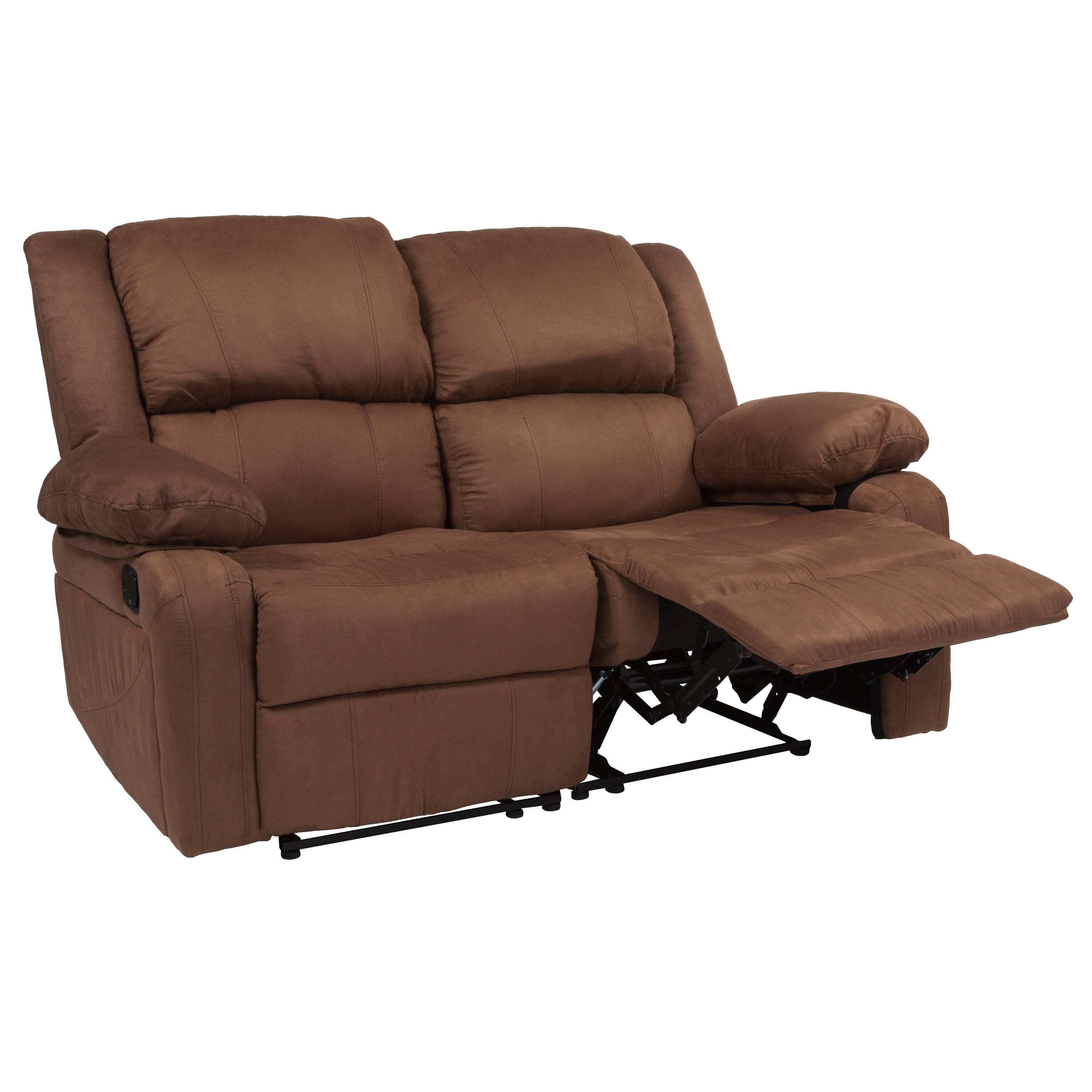 Alt View 8. Emma + Oliver - Bustle Back Loveseat with Two Built-In Recliners - Chocolate Brown Microfiber.