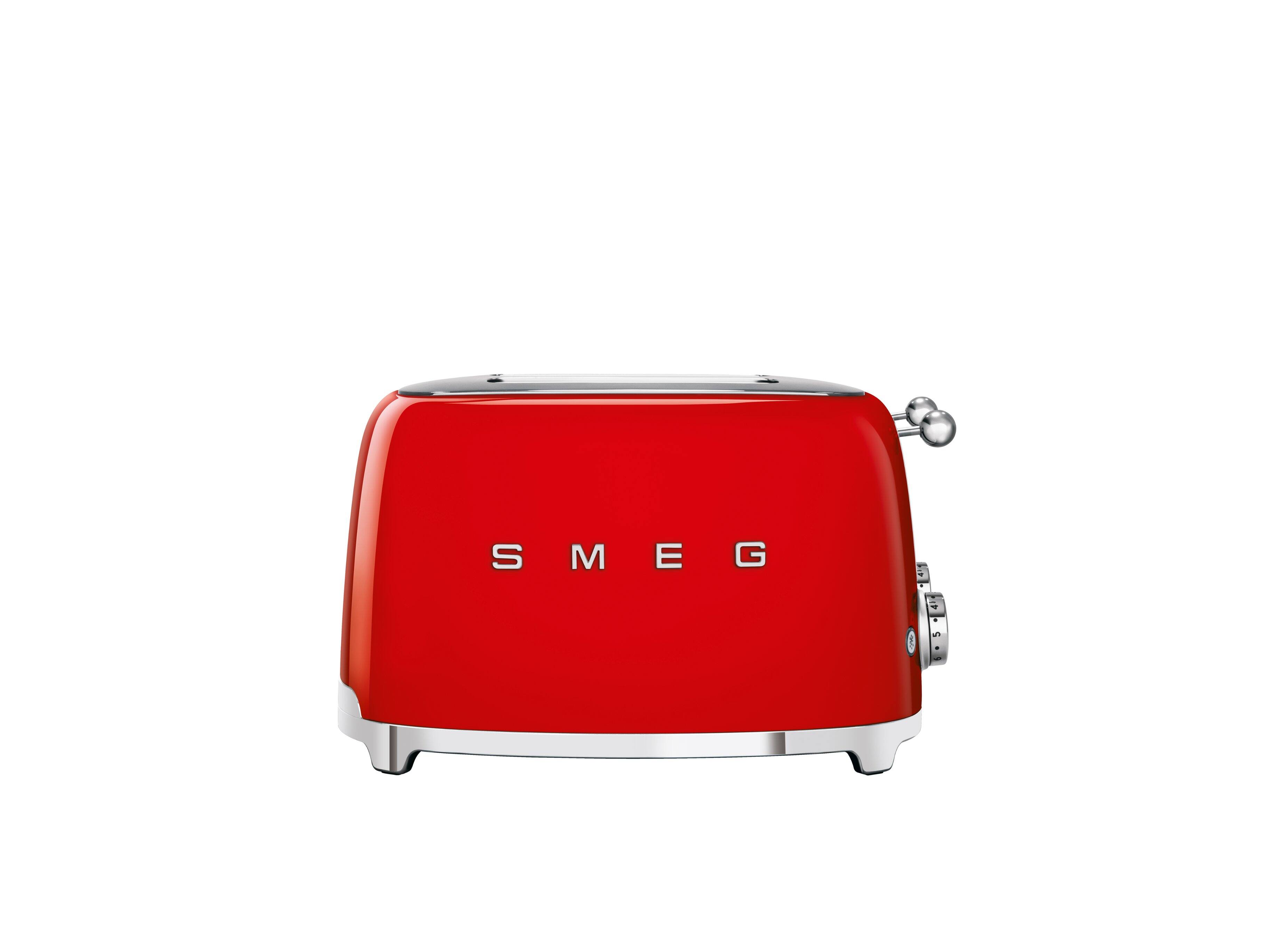 Front. SMEG - SMEG TSF03 4-Slice Wide-Slot Toaster - Red.