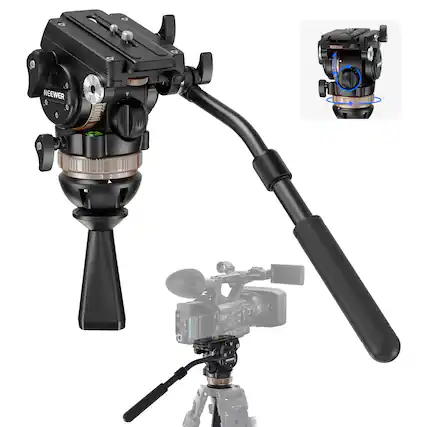 Front. Neewer - Fluid Head Tripod with Dynamic Counterbalance - 6-Level Balance & 4-Level Damping (18lb Load) - Black.