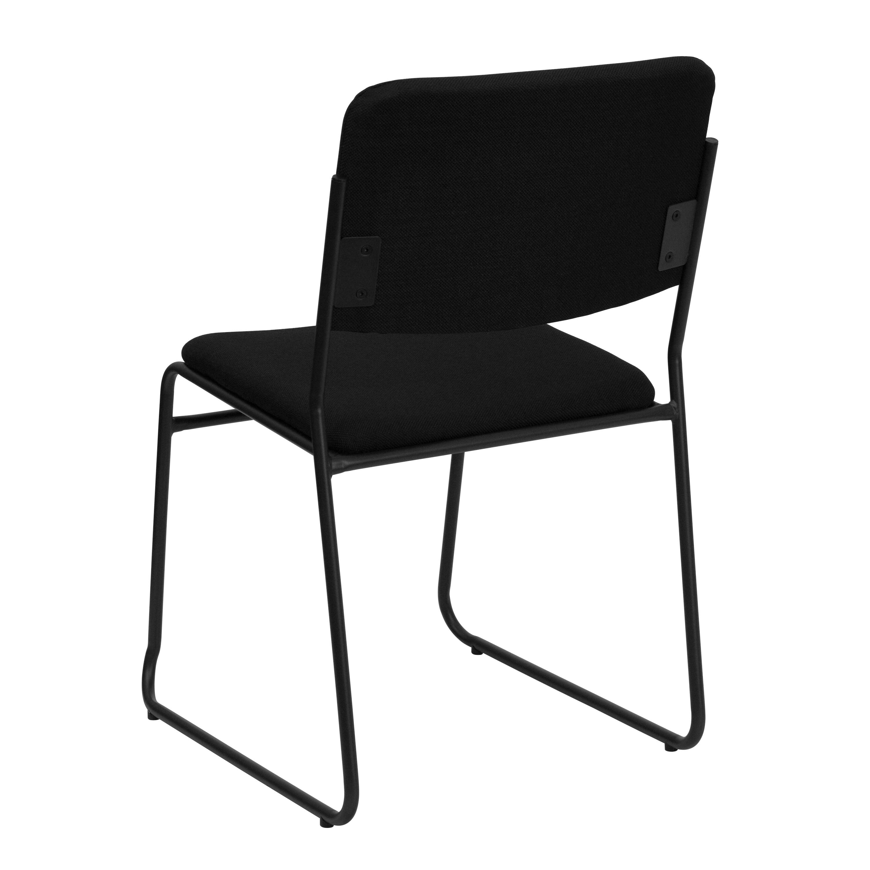 Alt View 5. Emma + Oliver - 500 lb. Capacity High Density Stacking Chair with Sled Base - Black Fabric/Black Frame.