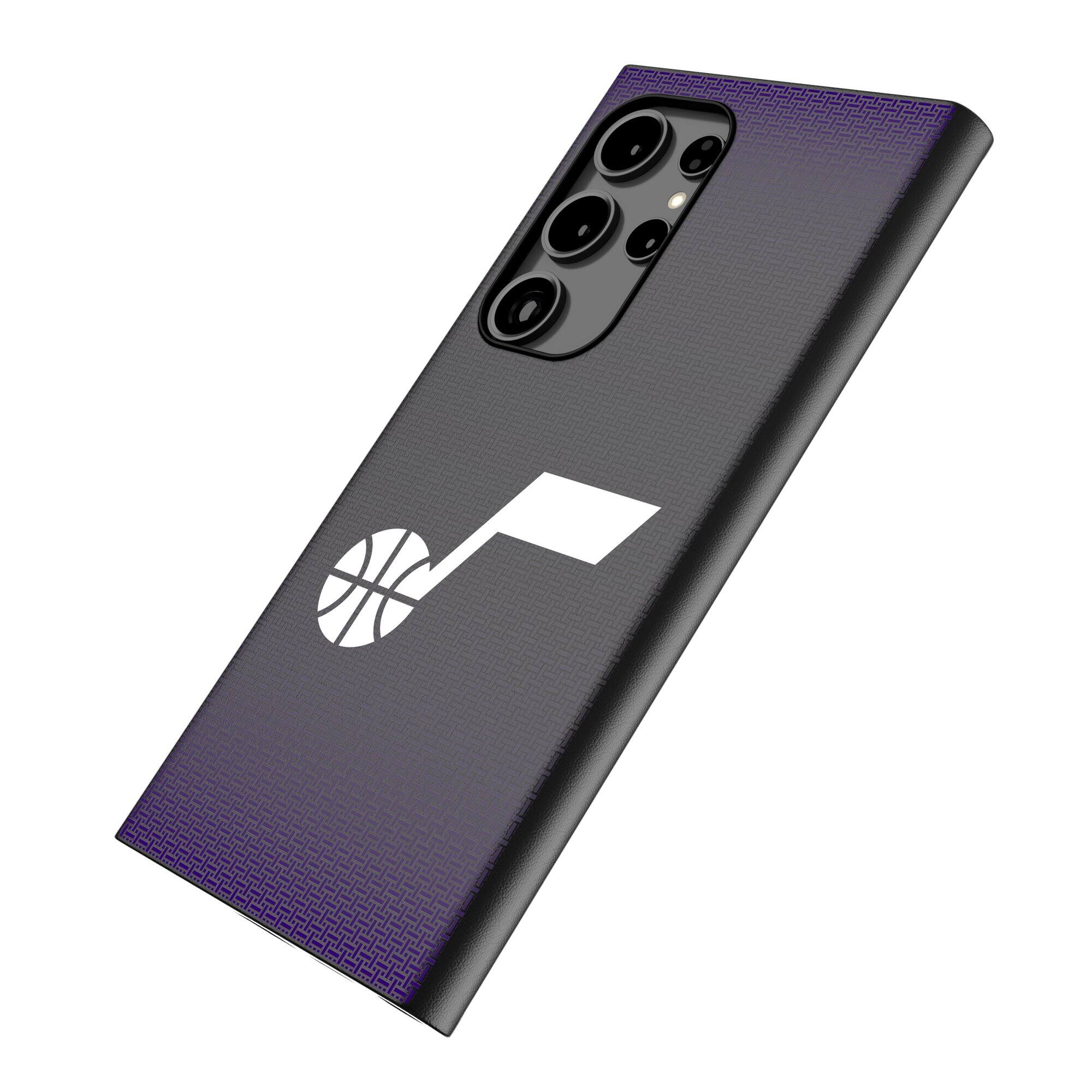 Alt View 1. Keyscaper - Utah Jazz Linen Galaxy Magnetic Bump Case - S24 Ultra - Black.