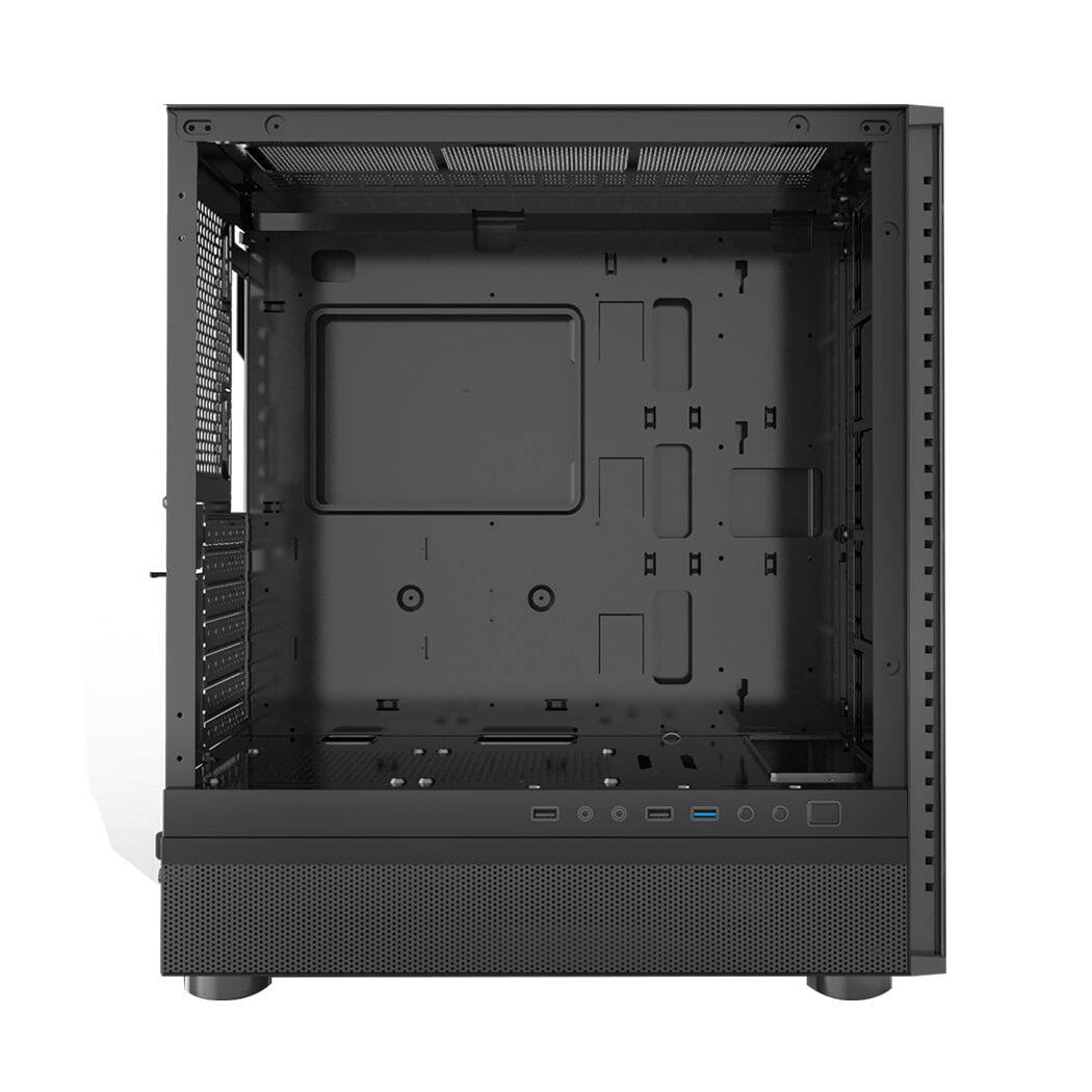 Left. PCCOOLER - MASTER IE200S MESH BK EATX Tempered Glass Mesh Gaming Computer Case - Black.
