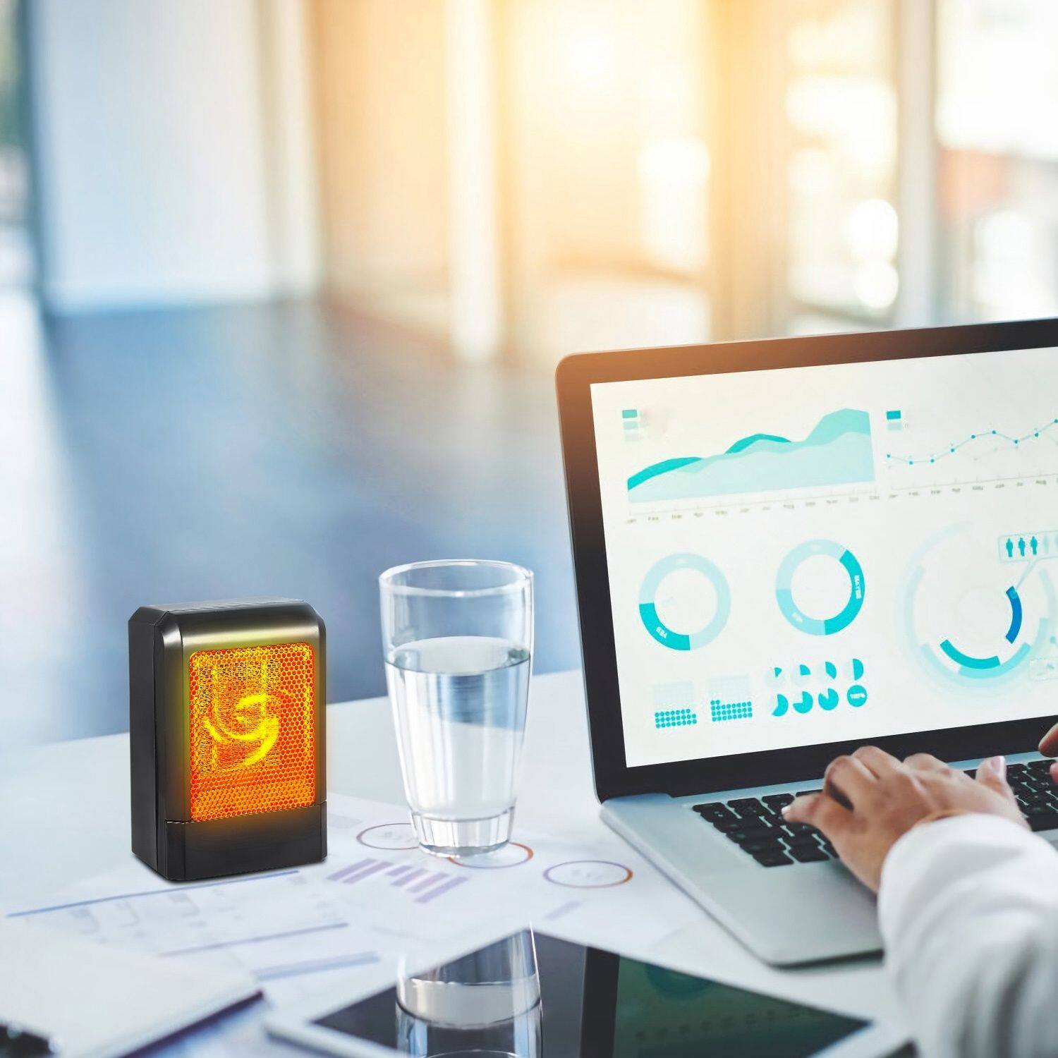 Front. Akoasm - 500W PTC Ceramic Space Heater - 3-Second Fast Heating Portable Electric Heater for Home Office, Bedroom, Up to 107 Sq Ft.