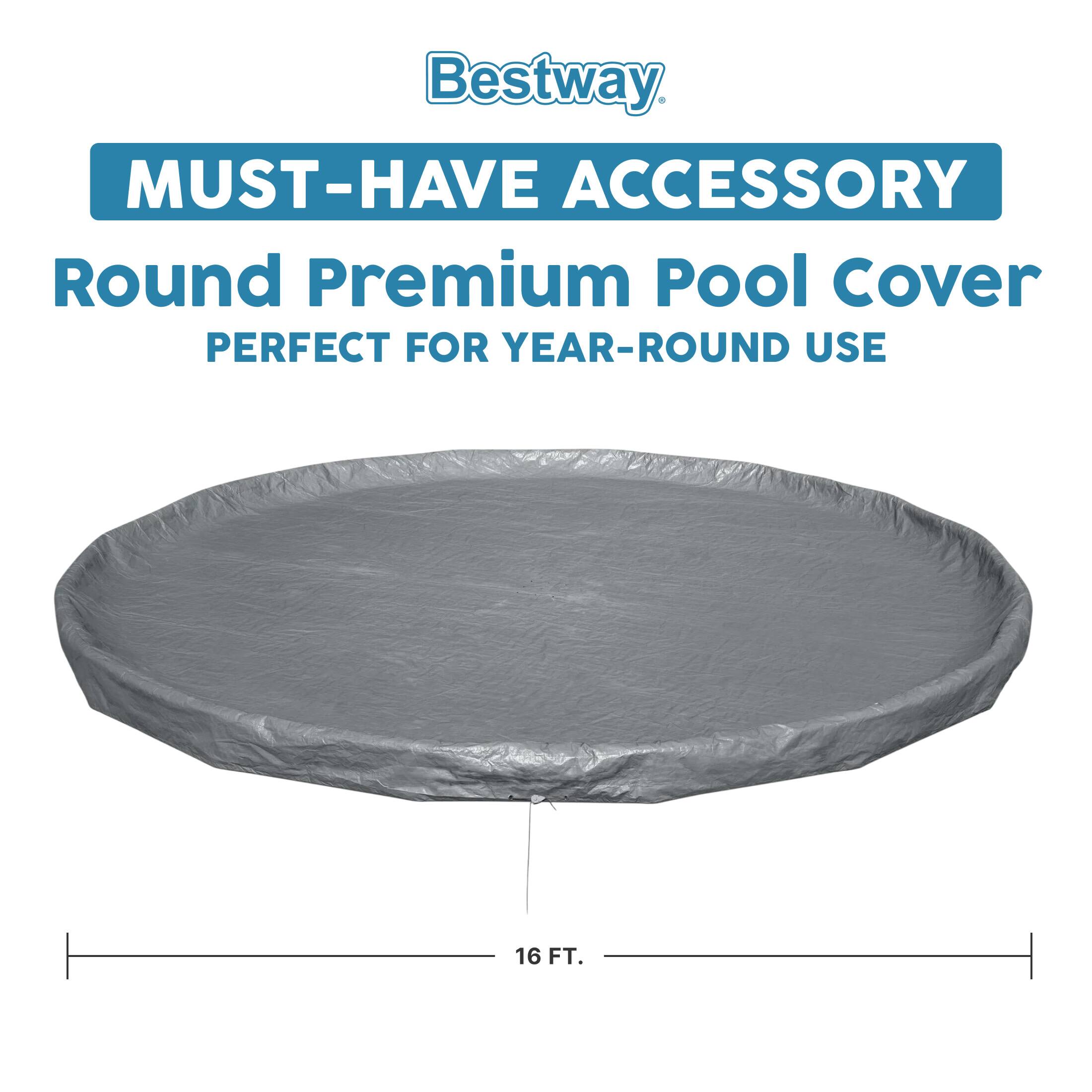 Bestway MUST-HAVE ACCESSORY Round Premium Pool Cover PERFECT FOR YEAR-ROUND USE 16 FT.