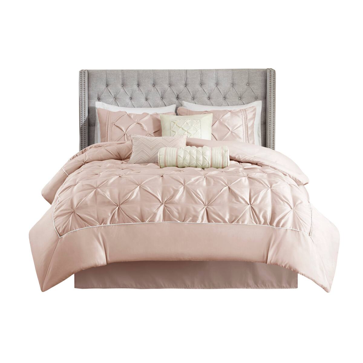Alt View 2. TinyHomie - 7 Piece Tufted Comforter Set Blush King - Blush.