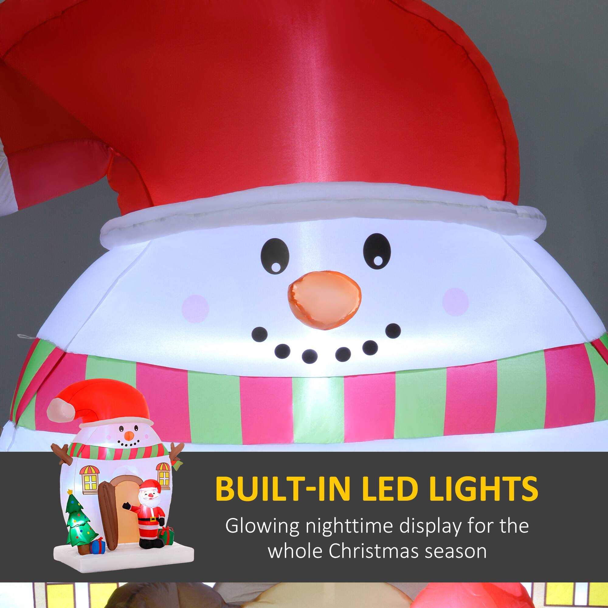 BUILT-IN LED LIGHTS: Glowing nighttime display for the whole Christmas season.