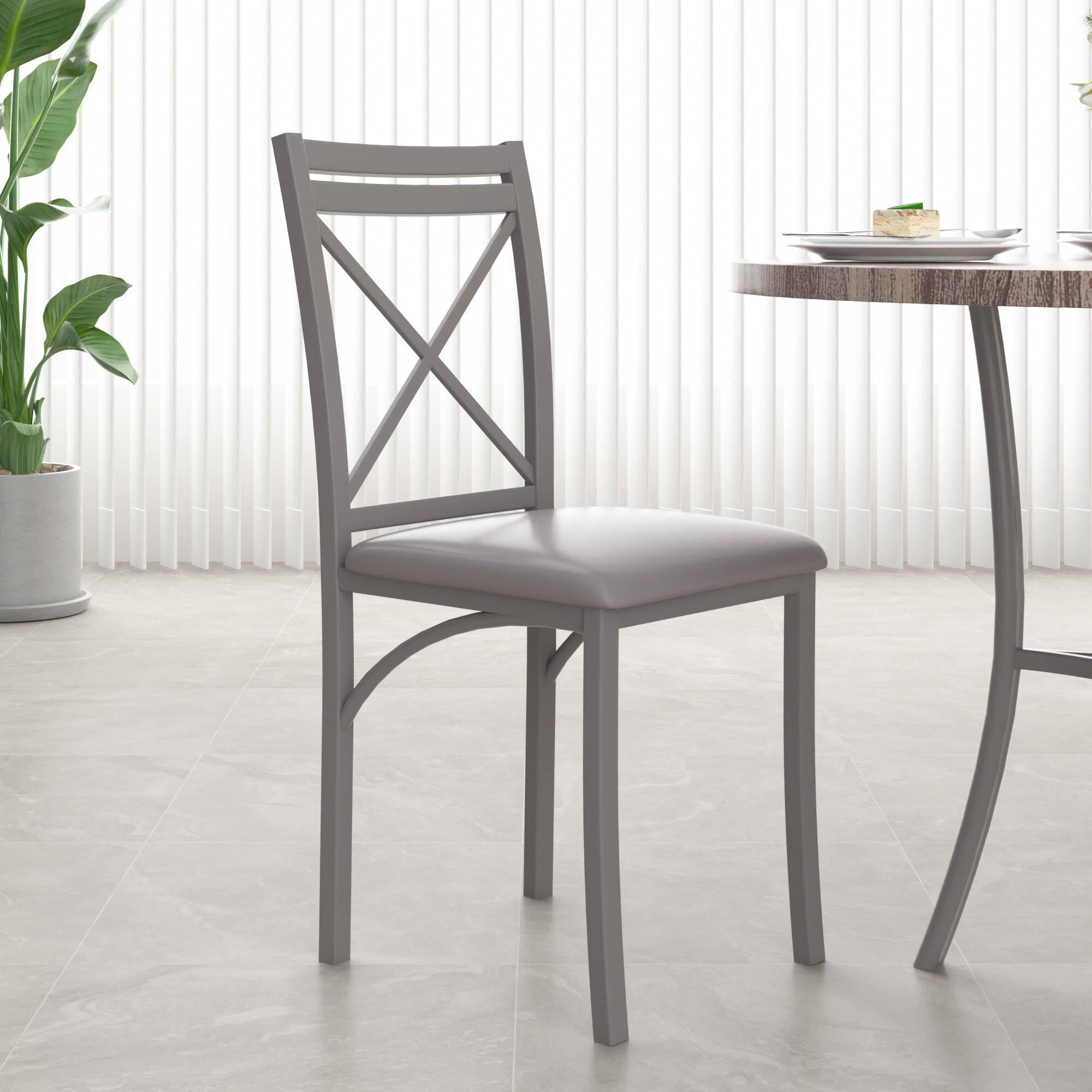 Alt View 2. Vecelo - Set of 4 Upholstered Dining Chairs - High Back Ergonomic Leather Side Chairs with 350lb Capacity, Waterproof Cushions - Grey.