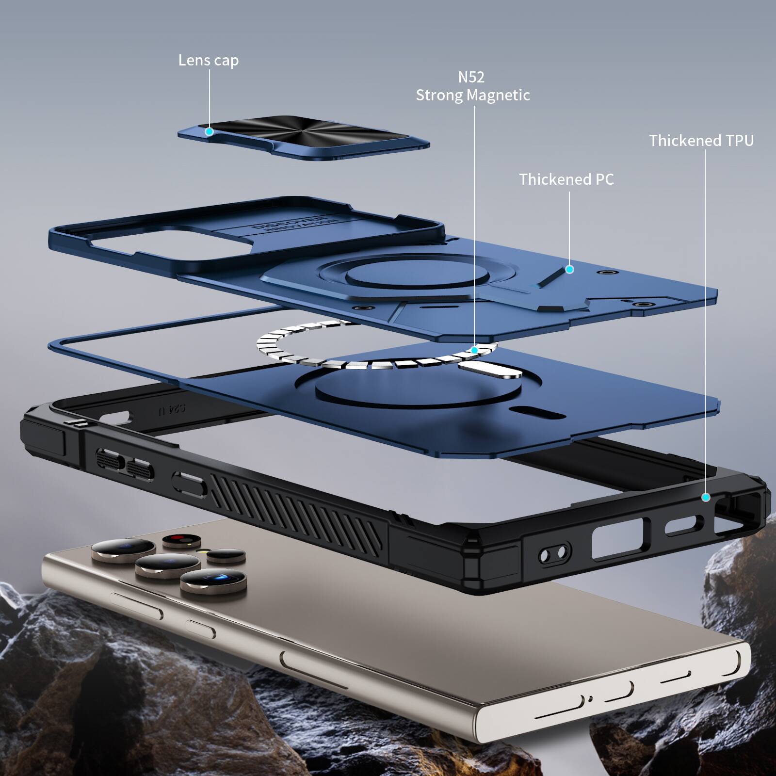 Lens cap  
N52 Strong Magnetic  
Thickened TPU  
Thickened PC