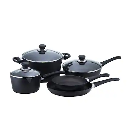 Front. Scanpan - Classic 8 Piece Nonstick Cookware Set - Black.