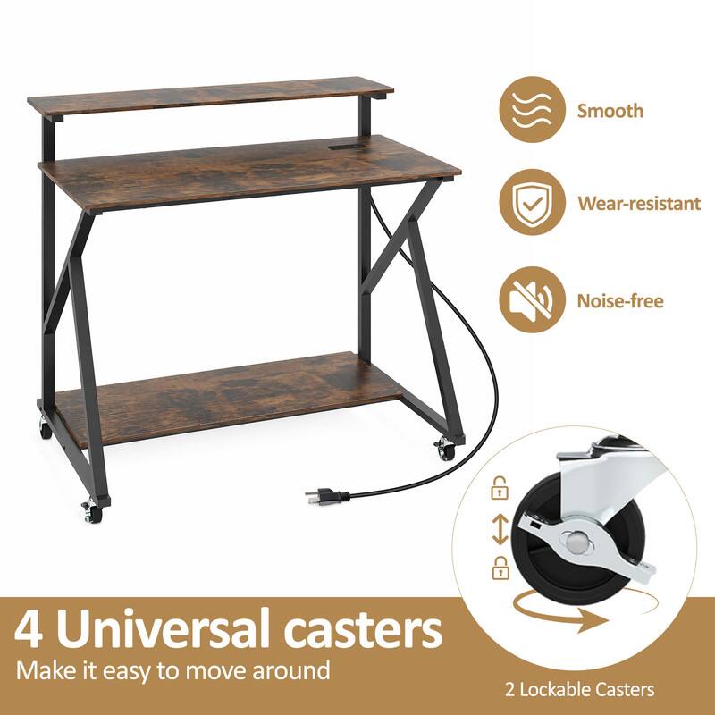 Smooth, Wear-resistant, Noise-free  
1/4 Universal casters  
Make it easy to move around  
2 Lockable Casters