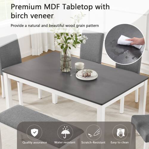 Premium MDF Tabletop with birch veneer  
Provide a natural and beautiful wood grain pattern  
Quality assurance  
Water resistant  
Scratch-Resistant  
Easy to clean