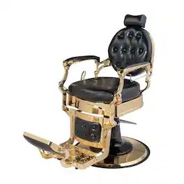 Winado - Vintage Heavy Duty Hydraulic Barber Chair with 700lbs Capacity, Tufted Back, 360° Swivel, 135° Recline, Aluminum Frame - Black/Gold
