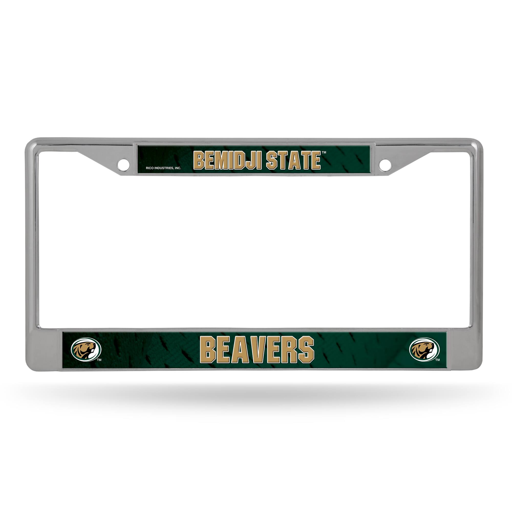 Bemidji State Beavers - 12" x 6" Standard Size - Chrome Metal License Plate Frame