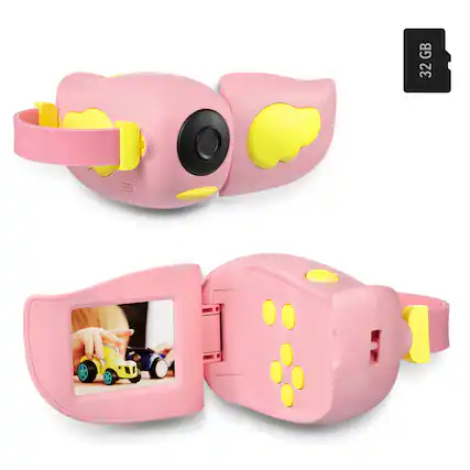 Front. HOM - 720P HD Kids Video Camera / Camcorder with 2.0” Color Display Screen - 32GB microSD Card Included - Black.