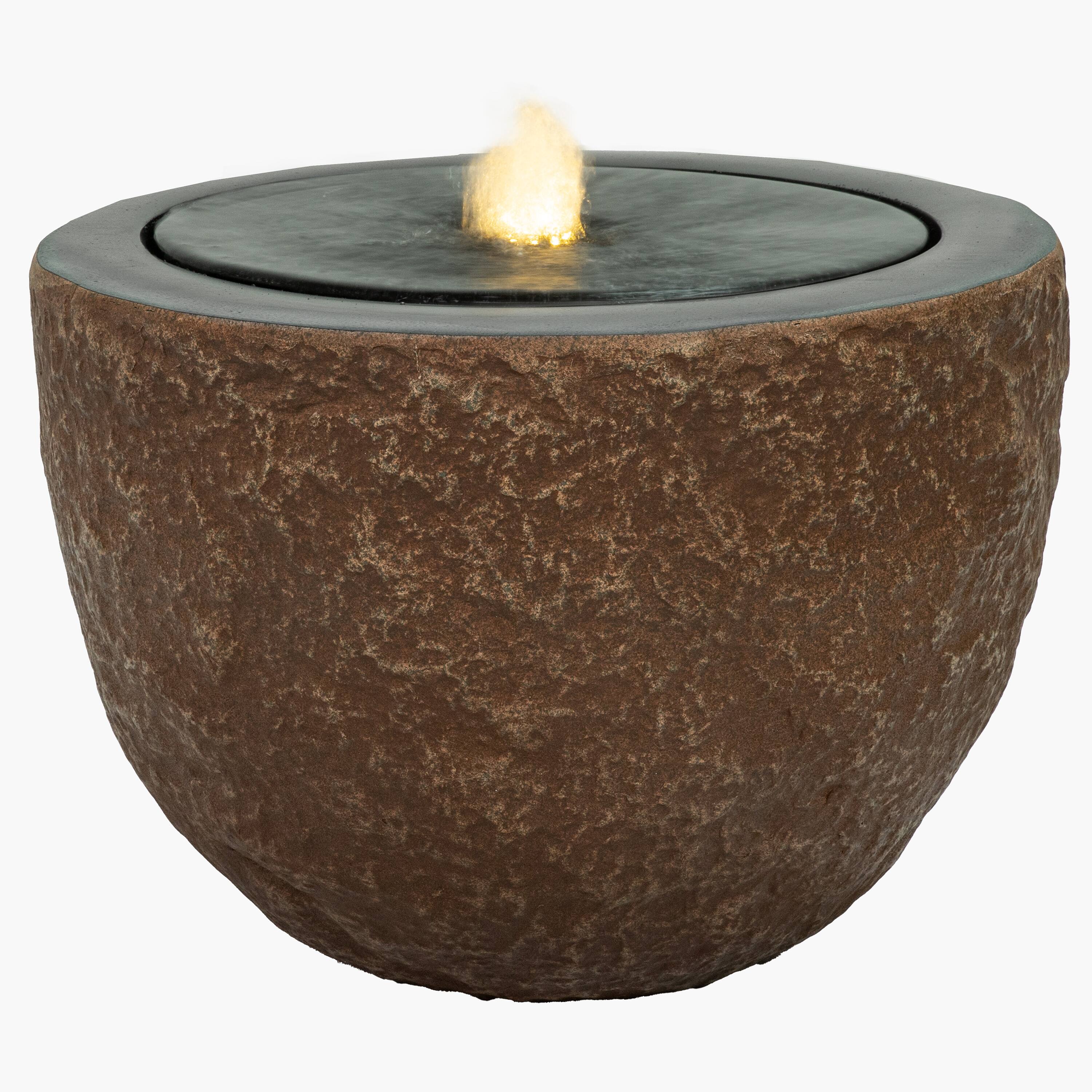 Alt View 7. Sunnydaze - Outdoor Polystone Oval Bowl Bubble Fountain - Brown.