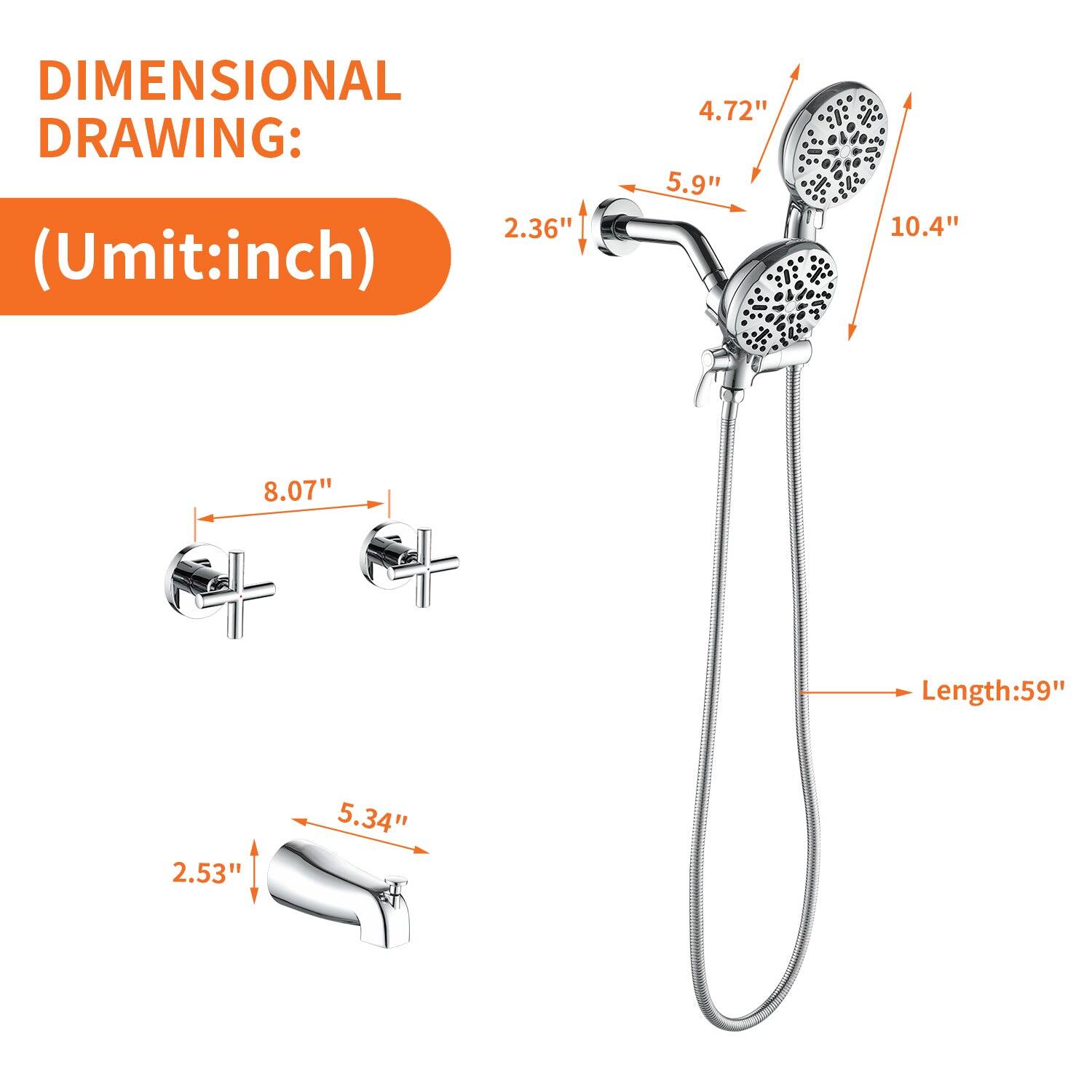 DIMENSIONAL DRAWING:  
(Umit: inch)  

- 2.36"  
- 4.72"  
- 5.9"  
- 10.4"  
- 8.07"  
- Length: 59"  
- 2.53"  
- 5.34"