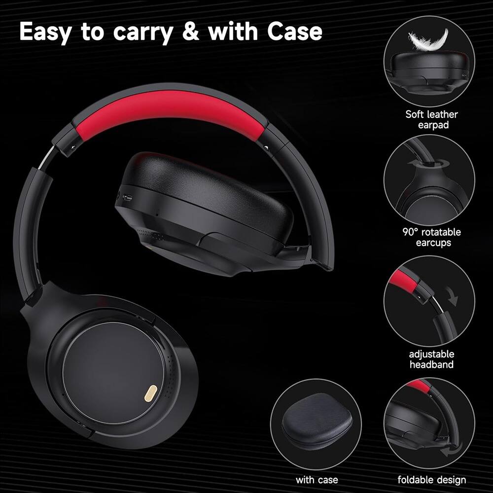 Easy to carry & with Case

- Soft leather earpad
- 90° rotatable earcups
- Adjustable headband
- With case
- Foldable design