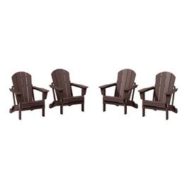 WestinTrends - Malibu Outdoor HDPE Folding Poly Adirondack Chairs (Set of 4) - Dark Brown