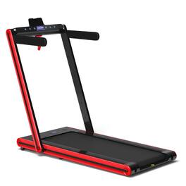 Pefilos - 2-in-1 Folding Treadmill with Dual LED Display- Home Fitness Equipment for Walking & Running , Cardio Exercise - Red