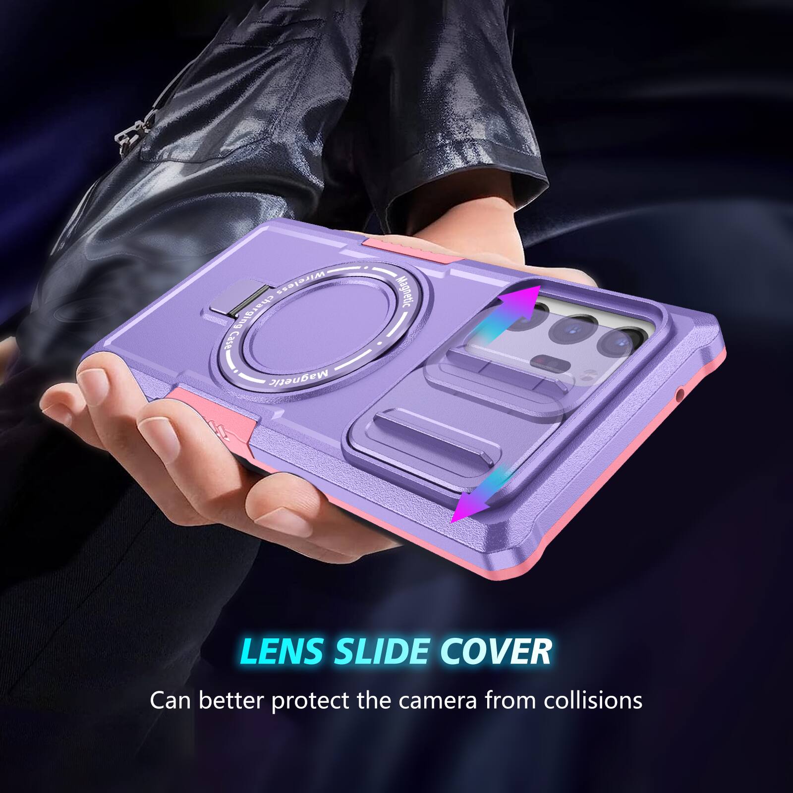 Wireless charging Case Magnetic LENS SLIDE COVER Can better protect the camera from collisions