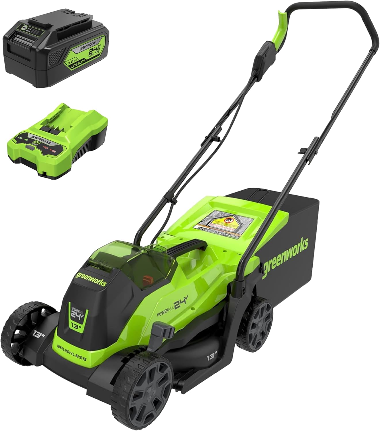 1 greenworks 24" BRUSHLESS 24V POWERALL 13"