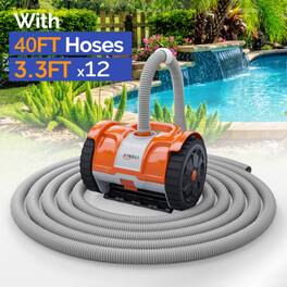 Winado - Automatic Suction-Side Swimming Pool Vacuum Cleaner 11x7in with 39.6FT Tangle-Free Hose for Inground Swimming Pools - Orange & Gray